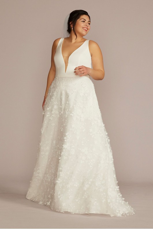 3D Floral Crepe A-Line Plus Size Wedding Dress DB Studio 9WG4068