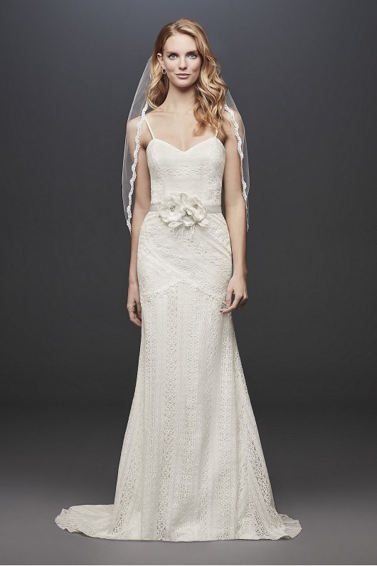 Allover Lace Tank Sheath Wedding Dress Galina WG3916