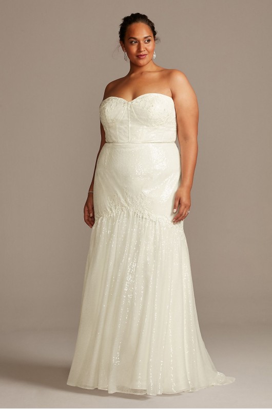 Allover Sequin Corset Tall Plus Wedding Dress  4XL9SWG854