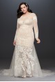 Applique and Tulle Godet Plus Size Wedding Dress  9SWG827