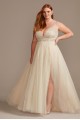 Beaded Plunging-V Illusion Tall Plus Wedding Dress  4XL9SWG837