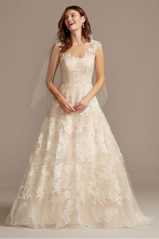 Floral Applique Point DEsprit Tulle Wedding Dress  Collection WG3980