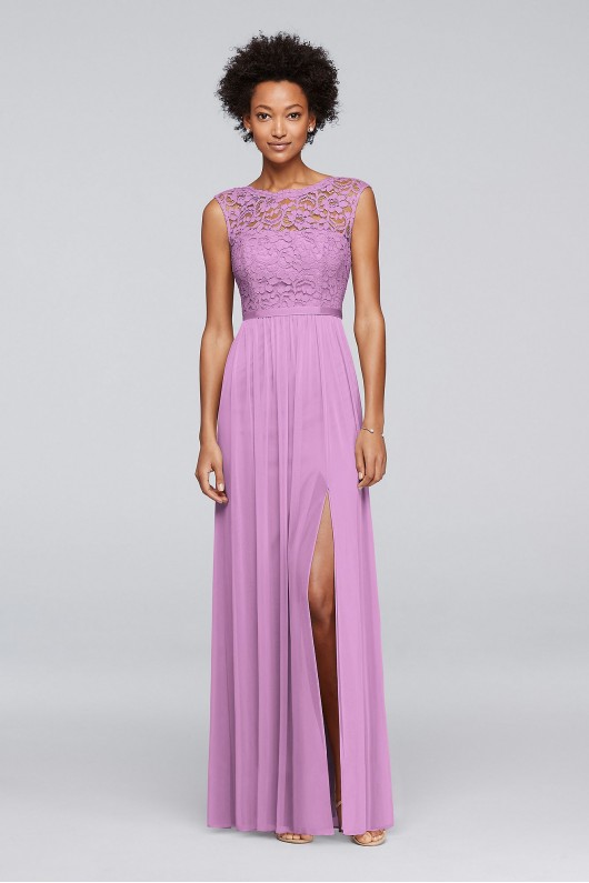 Lace Bridesmaid Dress with Long Mesh Skirt  F19328