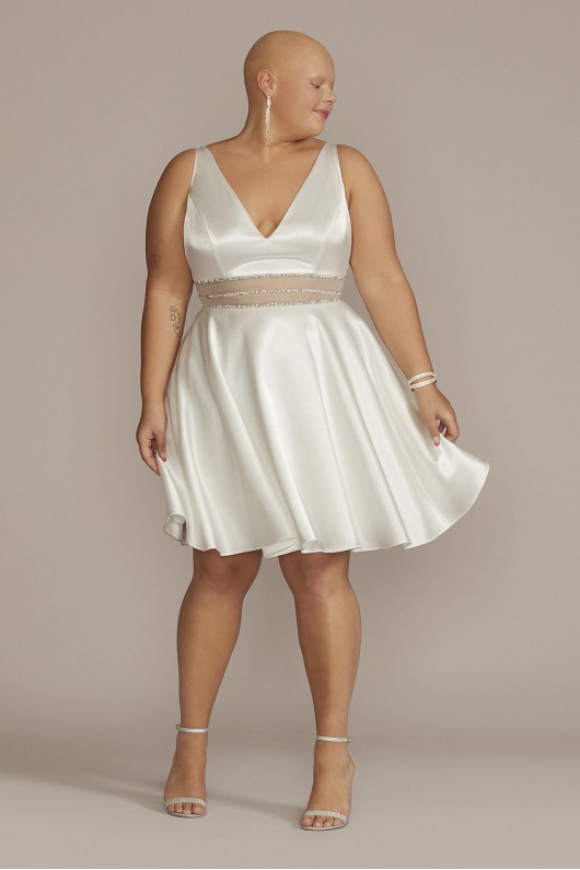 Plus Satin A-Line with Embellished Illusion Waist Jules and Cleo WBM2915W