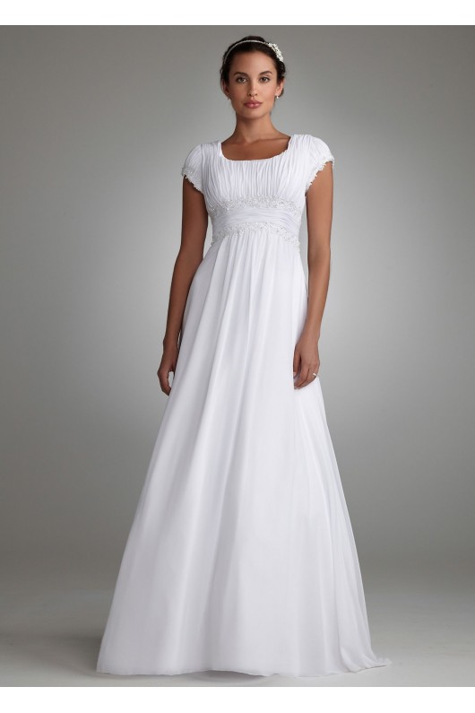 Ruched Short Sleeved Chiffon Wedding Dress  Collection 4XLSLV9743