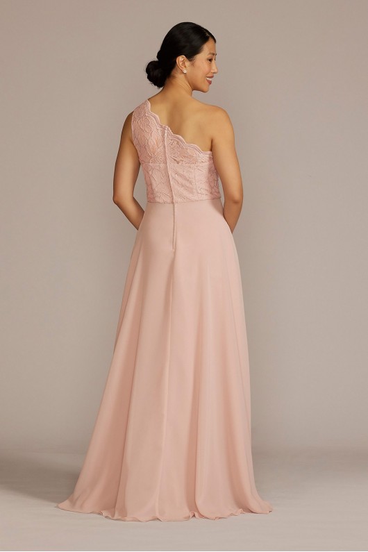 Stretch Lace Chiffon One-Shoulder Bridesmaid Dress David&#039;s Bridal F20607