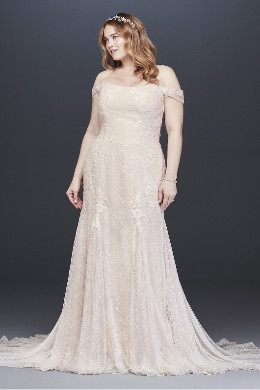 Swag Sleeve Layered Lace Plus Size Wedding Dress Melissa Sweet 8MS251196