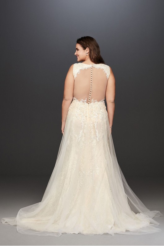 Tulle A-Line Plus Size Wedding Dress with V-Neck  9SWG722